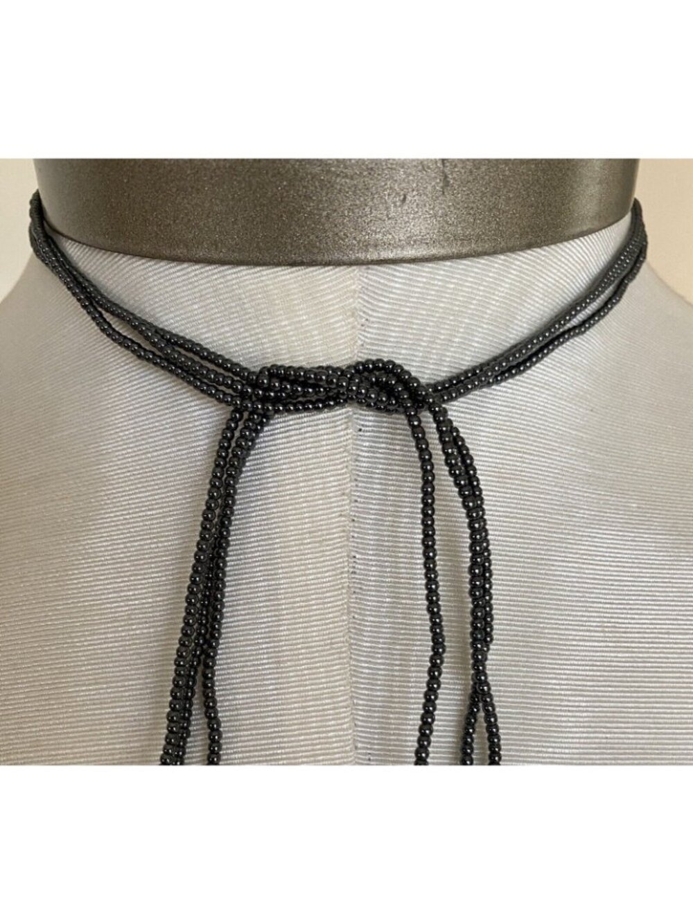 3 Strand Hematite Lariat Necklace 4 Sterling Crosses 22" + Crosses - Picture 4 of 4